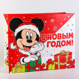 Пакет подарочный новогодний «С Новым годом!», 40×49×19 см, упаковка, Микки Маус