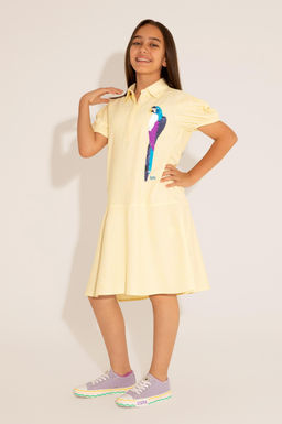 U. S. Polo Assn Неоново-желтое тканое платье с короткими рукавами для девочки - U.s. polo assn фото 7
