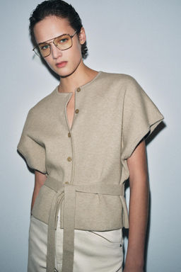 CARDIGAN WITH BELT AND SHORT SLEEVES - Zara фото 3