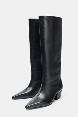 LEATHER HEELED BOOTS - Zara фото 3