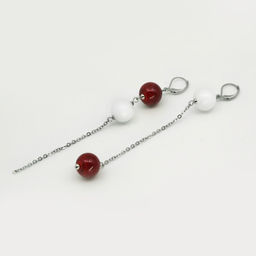 Серьги из муранского стекла LS3350/красный,белый