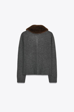FAUX FUR LAPEL CARDIGAN - Zara фото 6