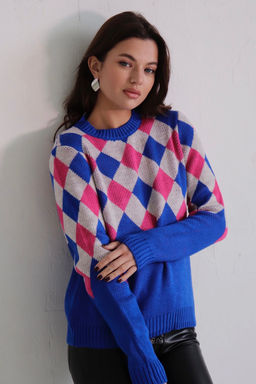 10661 Джемпер с ромбами синий - Martichelli фото 16