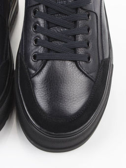 05-B203B-1M-C DK.BLUE Ботинки зимние мужские (натуральная кожа, натуральный мех)