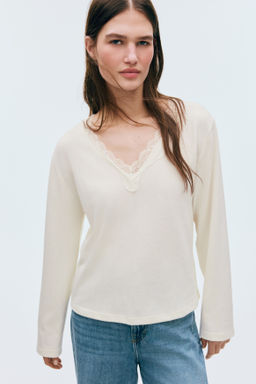 Top de punto con ribete de encaje - H&m фото 4