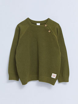 Bisiklet Yaka Kendinden Desenli Erkek Bebek Triko Kazak