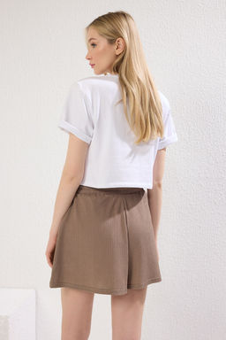 Siyah-Vizon Burumcuk Relaxed/Rahat Kal?p K?sa Esnek Orme Sort & Bermuda TWOSS25SR00087