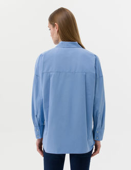 A__k Mavi Oversize Uzun Kollu G_mlek