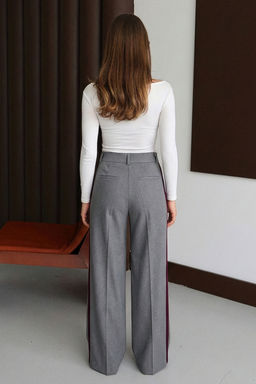 Antrasit Bordo Cizgili Dokuma Pantolon TWOSS26PL00013 - Trendyolmilla фото 6