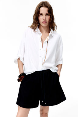 Camisa oversize en mezcla de lino - H&m фото 6
