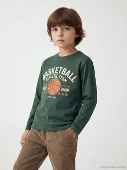 Bisiklet Yaka Bask?l? Erkek ?ocuk Ti??rt 2li