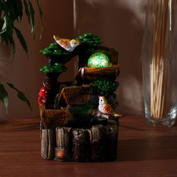 Фонтан «Птички на бревнах», 10×14×19 см, с подсветкой