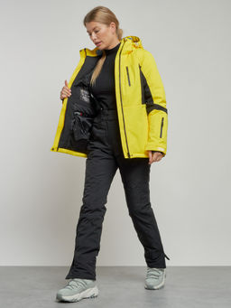 Горнолыжная куртка женская зимняя желтого цвета 3105J - Chunmai фото 11