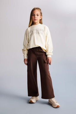 Толстовка обычного кроя с круглым вырезом для девочек - Defacto фото 3