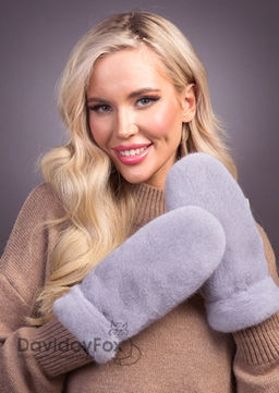 Варежки норка замша сапфир