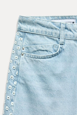 Z1975 WIDE-LEG HIGH-WAIST JEANS WITH CUTWORK EMBROIDERY - Zara фото 5