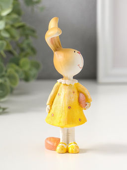 Фигурка полистоун Зайка в жёлтом платьице, с розовым сердечком, 12.5 см