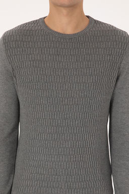 Erkek Regular Fit Bisiklet Yaka Gri Melanj Desenli Kazak - U.s. polo assn фото 6