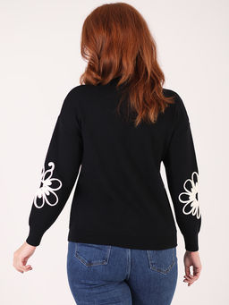 Джемпер женский черный с цветами - Almond фото 3
