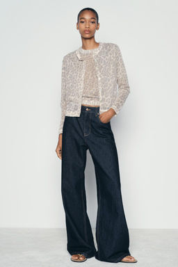 KNIT CARDIGAN WITH ANIMAL PRINT