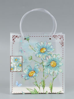 Пакет подарочный прозрачный, "Ромашки-васельки", 22 х 10 х 24 см
