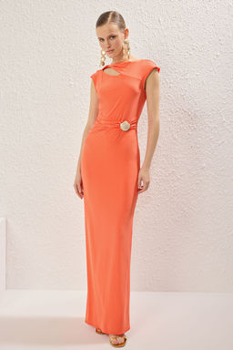 TRENDYOLMILLA Siyah Aksesuar Detayl? Orme Uzun S?k Abiye & Mezuniyet Elbise TPRSS25AE00097  фото 3