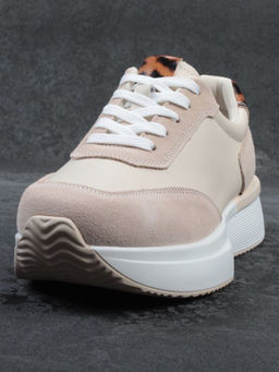 03-YG497-2 BEIGE Кроссовки женские (натуральная кожа)