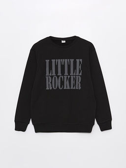 Rahat Kal?p Bisiklet Yaka Bask?l? Erkek ?ocuk Sweatshirt