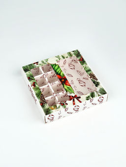 Цена за 5 шт. Коробка под 8 конфет и шоколад, с окном «Новогодние подарки», 17.7×17.8×3.8 см