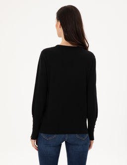 Siyah Slim Fit Basic Kazak