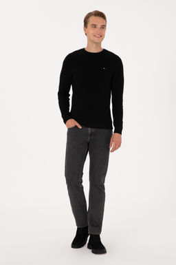 Erkek Slim Fit Bisiklet Yaka Siyah Basic Kazak - U.s. polo assn фото 4