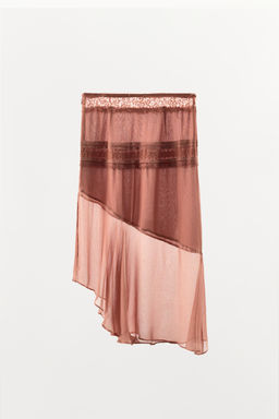 FALDA GEORGETTE ENCAJE PUNTILLA / Rosado - Zara фото 6