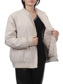 H24-608 LT. BEIGE Куртка бомбер демисезонная женская (100 гр. синтепон) - Fashion фото 7