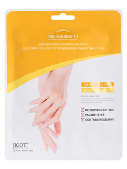 Маска-перчатки для рук осветляющая с витамином В12 JIGOTT Vita Solution 12 Brightening Hand Care Pack, 7ml*2ea