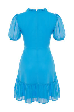 TRENDYOLMILLA Siyah A-Kesim Volanl? Sifon Astarl? Dokuma Dokuma Elbise TWOSS23EL00520 фото 16