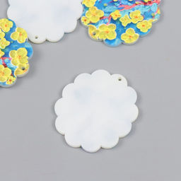 Цена за 4 шт. Декор для творчества акрил Жёлтые цветы на голубом, 0.2?3.5?3.9 см