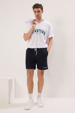 Lacivert Regular/Normal Kesim Kal?n/Ici Polarl? Kabartma Bask?l? Sort TMNSS25SR00011