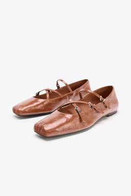 SQUARE TOE LEATHER BALLERINA - Zara фото 8