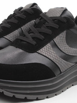 03-A1003-4 BLACK Кроссовки женские (натуральная кожа, натуральная замша) - Фабричный китай фото 3