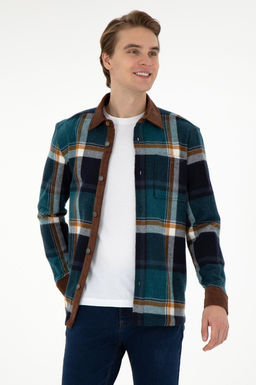 Мужская темно-зеленая рубашка с длинным рукавом Неожиданная скидка в корзине