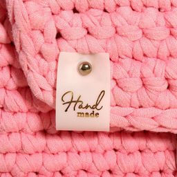 Бирка с кнопкой Hand made, 7×2 см, 10 шт., цвет золотой, белый