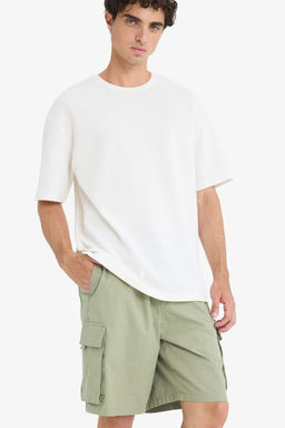 Kargo Fit Gabardin Bermuda _ort - Defacto фото 3