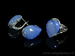 Кольцо Серьги с агатом тонированным, цв.лаванда размер 19