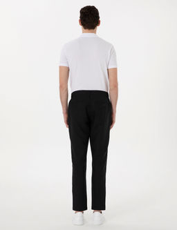Siyah Carrot Fit %100 Keten Kanvas Pantolon