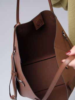 Сумка кожаная шоппер Deboro 30890 темный орех