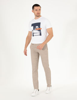 A__k Kahverengi Keten Kar___ml_ Jogger Kuma_ Pantolon - Pierre cardin фото 3