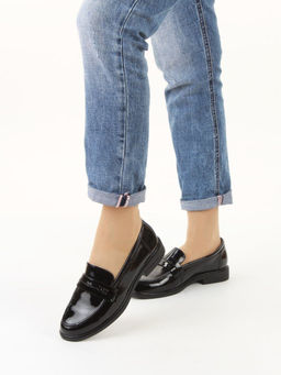 03-DEB17-3 BLACK Лоферы женские (натуральная кожа)