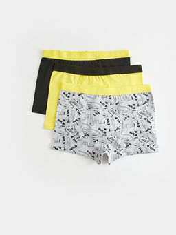 Bask?l? Pamuklu Erkek ?ocuk Boxer 3l?