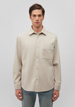 Bej Kadife Gomlek - Mavi фото 3