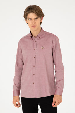 Мужская бордово-красная базовая рубашка с длинным рукавом Неожиданная скидка в корзине - U.s. polo assn фото 3